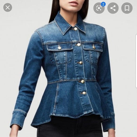Frame Peplum Denim Jacket Flash Sales 